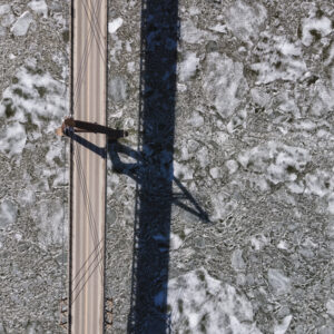 Minimalist Bridge Over Snow