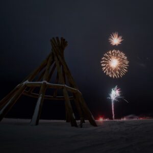 Fireworks Over Winter Night