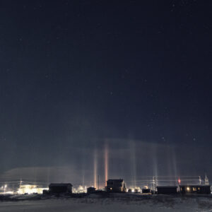 Starry Night with Light Pillars